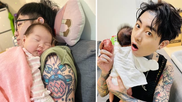 3个月大女儿大哭　谢和弦拿十字架念咒语