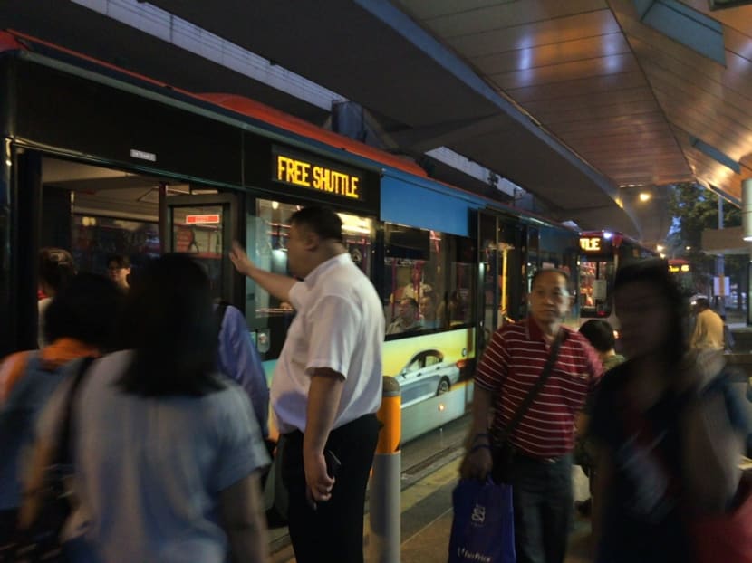 Train services were disrupted along the North East Line for two hours on Oct 26, 2015. Photo: Channel NewsAsia