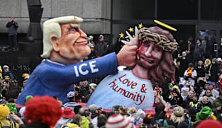 German carnival revellers take swipes at Putin, Trump, Epstein