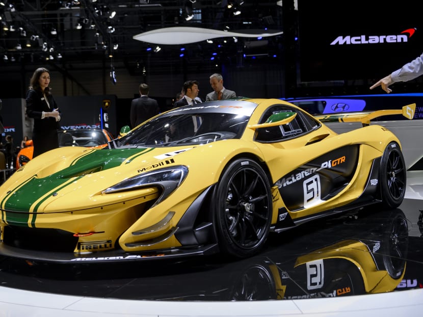 The McLaren P1 GTR is displayed at the Geneva Car Show in Geneva in March 2015. The United States auto safety regulaltor has since announced a recall of the supercar. Photo: AFP