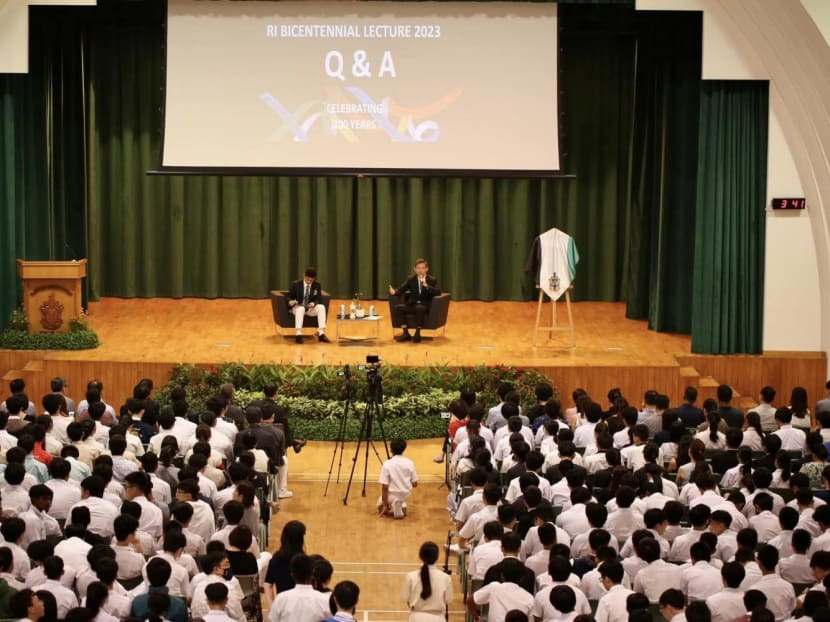 Education Minister Chan Chun Sing at a dialogue with students at Raffles Institution on May 16, 2023. Education Minister Chan Chun Sing at a dialogue with students at Raffles Institution on May 16, 2023.