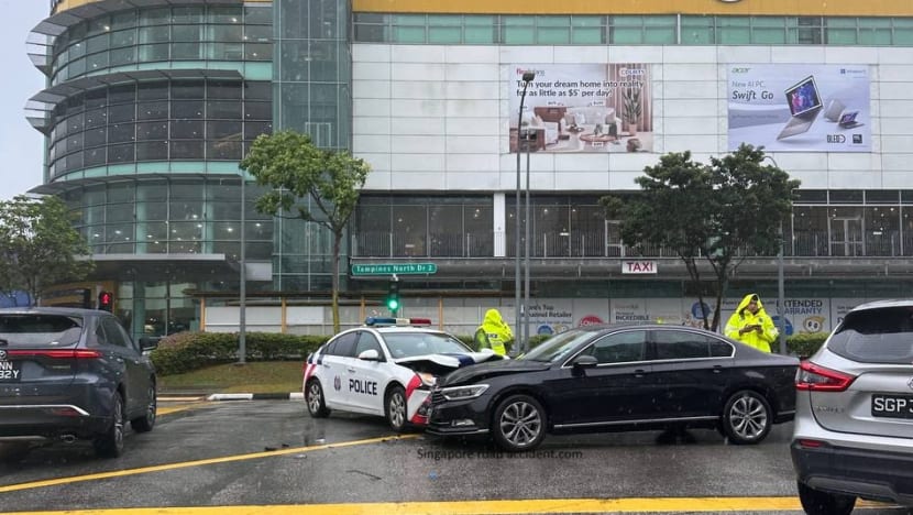 Police car involved in Tampines accident; woman taken to hospital, officer assisting with investigations Police car involved in Tampines accident; woman taken to hospital, officer assisting with investigations