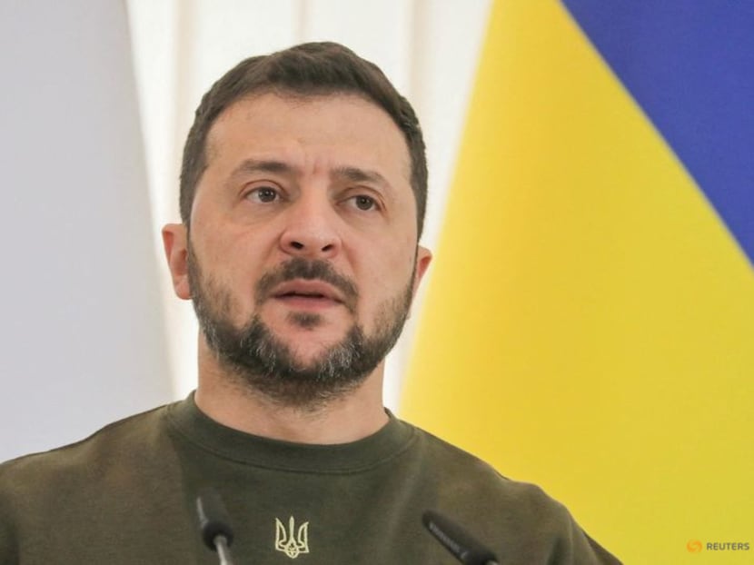 FILE PHOTO: Ukraine's President Volodymyr Zelenskiy attends a press conference in Odesa, Ukraine October 13, 2023. REUTERS/Nina Liashonok/File Photo