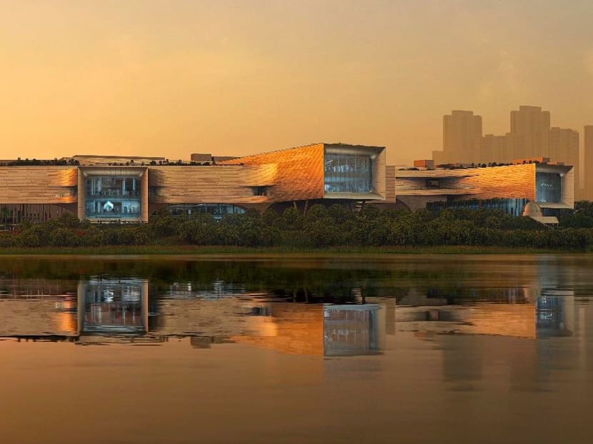 An artist's impression of the waterfront view of the new Science Centre in Jurong lake District.
