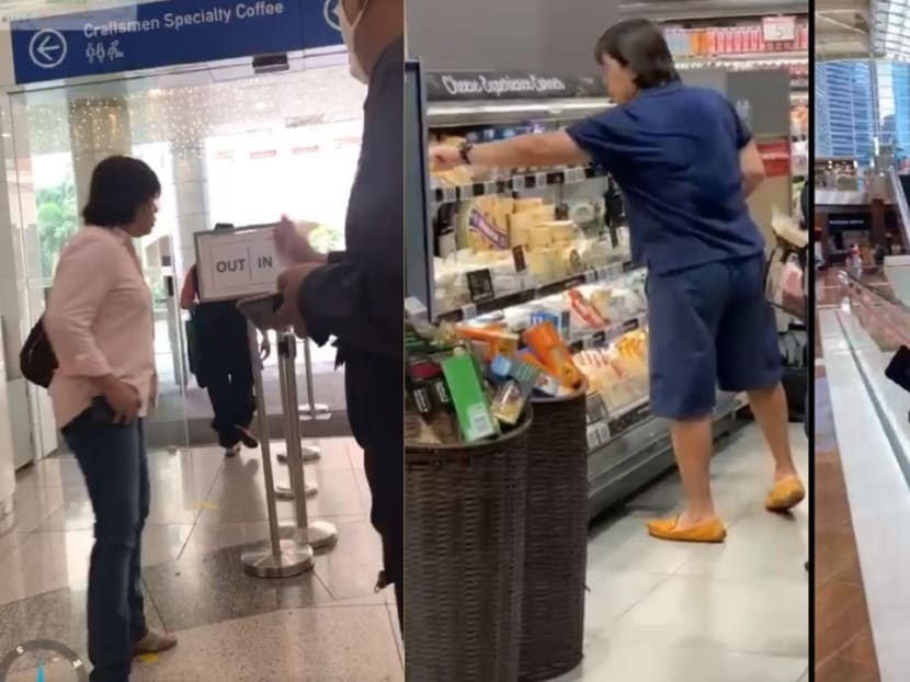 Screenshots from video clips of what is believed to be a woman who allegedly did not wear a mask at Marina Bay Sands. Screenshots from video clips of what is believed to be a woman who allegedly did not wear a mask at Marina Bay Sands.