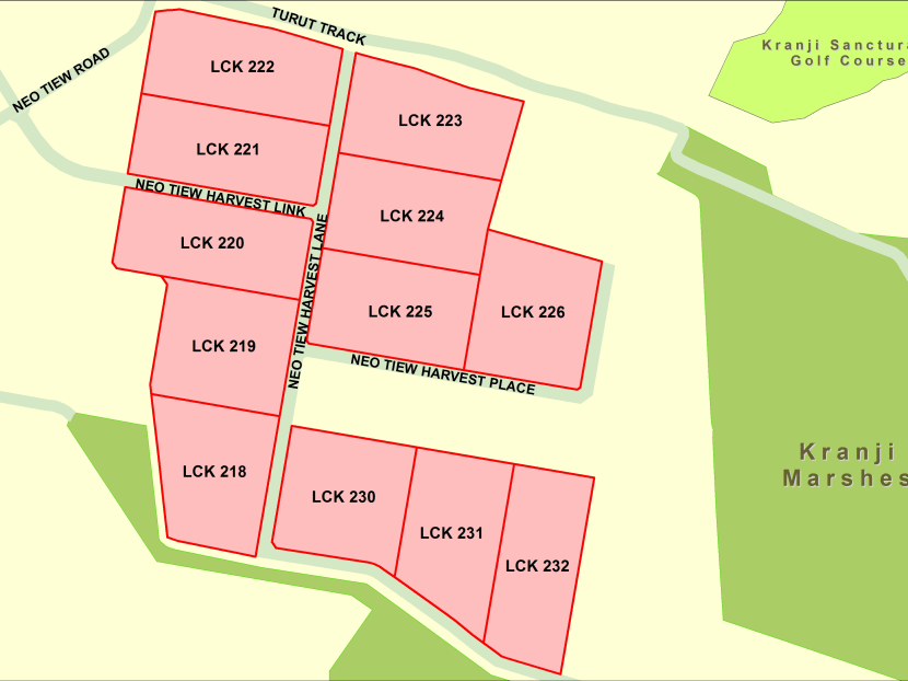 A map from the Agri-Food and Veterinary Authority (AVA) shows the first batch of land parcels offered by the AVA through a fixed-price tender method.