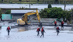 Taiwan rescuers battle thick mud to look for missing from Super Typhoon Ragasa