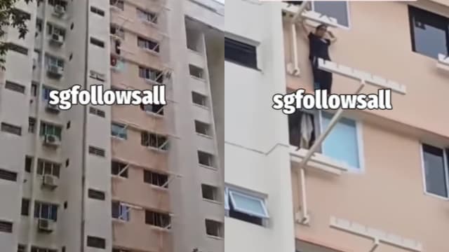 女子危站淡滨尼组屋十楼窗沿 惊险获救