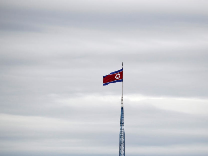 A North Korean flag flutters on top of a 160-metre tower in North Korea's propaganda village of Gijungdong, in this picture taken from the Tae Sung freedom village near the Military Demarcation Line (MDL), in Paju.