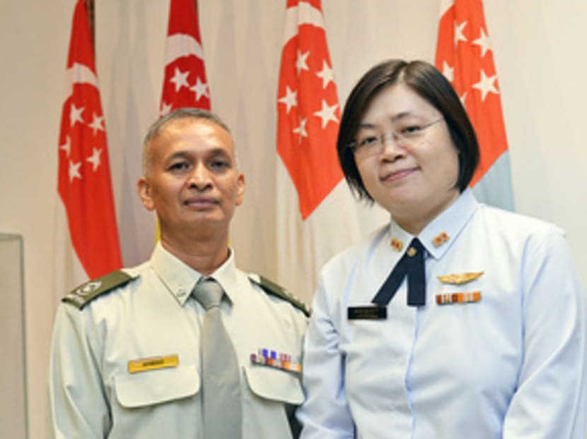 1WO Ahmad bin Ali and SLTC Koh Ee Wen will be promoted to Master Warrant Officer and Colonel, respectively. Photo: Robin Choo