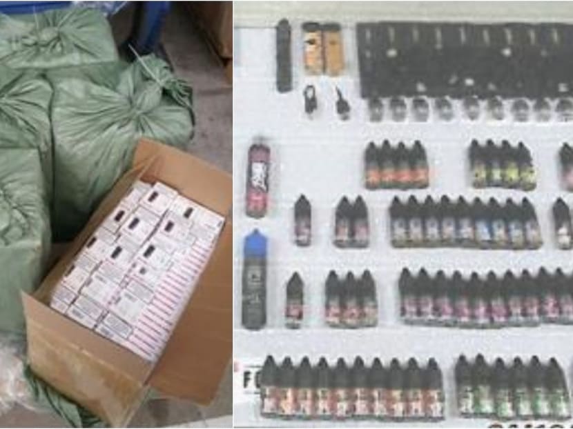 Eight people bought e-vaporisers and related components from overseas and sold them illegally on various social media and e-commerce platforms. More than S$70,000 worth of the prohibited items were seized by the authorities (pictured). Eight people bought e-vaporisers and related components from overseas and sold them illegally on various social media and e-commerce platforms. More than S$70,000 worth of the prohibited items were seized by the authorities (pictured).