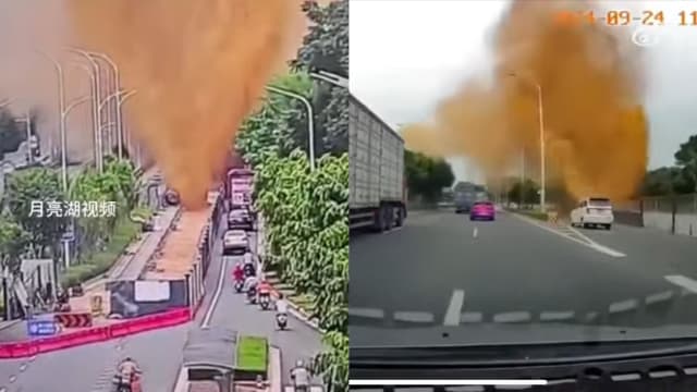 广西排污管爆裂污水飞溅多车 司机叹：真的“屎到淋头”
