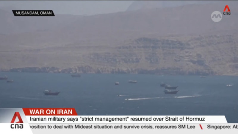 Iranian military says "strict management" resumed over Strait of Hormuz