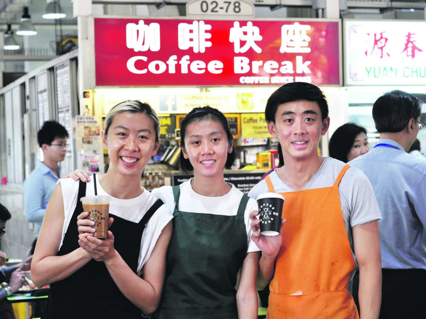 The Sai siblings Faye, Anna and Jack look to take the humble hawker centre kopi stall to new places — literally. Photo: Don Mendoza