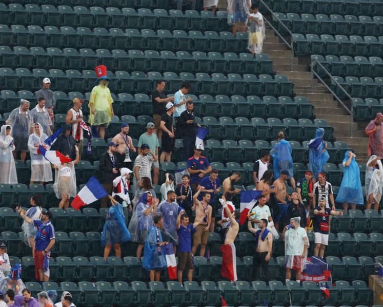 France-Iraq World Cup game restarts after two-hour storm delay