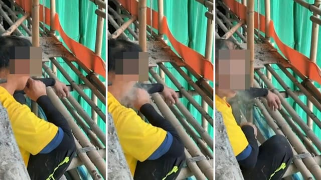 工人棚架抽烟影片疯传 港媒揭管理处曾接相关投诉