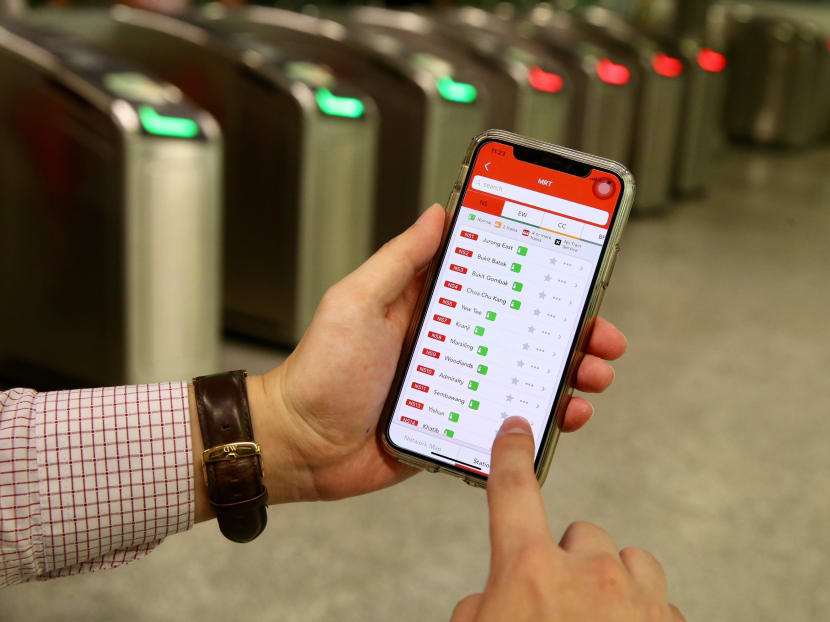 Close-up of SMRTConnect 3.0, taken during the launch of SMRT’s newest multi-modal transport mobile application and new SMRT Commuter Experience Touchpoints Initiatives at Somerset MRT station on Feb 5, 2018. Photo: Koh Mui Fong/TODAY