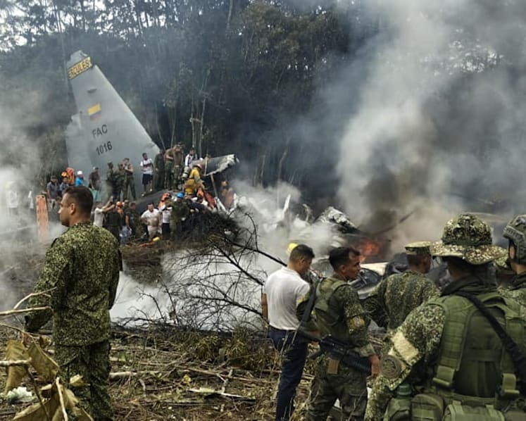 Colombia military plane crash kills 66, four still missing