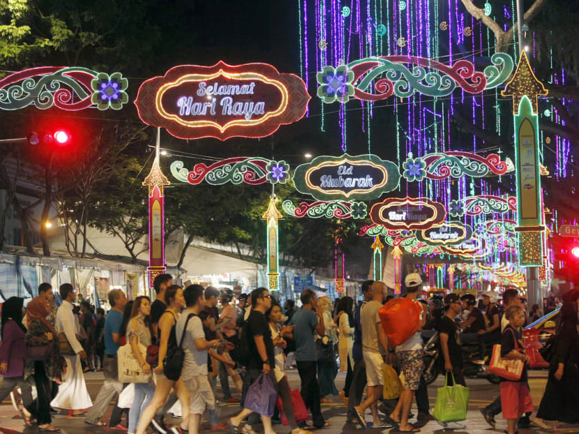 The Hari Raya Bazaar in Geylang Serai last year. This year’s light-up will feature elements from the kampung such as the songket, traditional Malay textiles with intricate embroidery. 

Today file photo