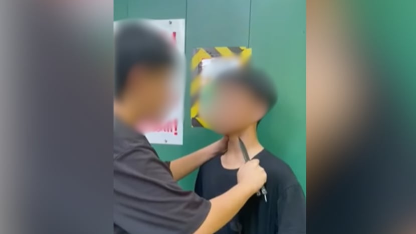 Two teenagers charged over threatening boy with a knife