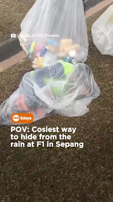 No umbrella? No problem #8dayssg #8dayssgtrending #fypsg #f1 #raining 