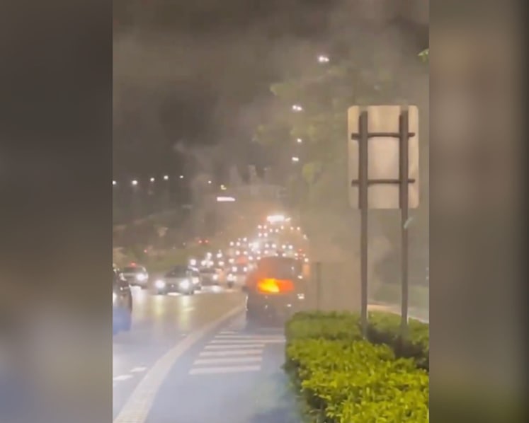 ‘We got out just in time’: Grab driver and passengers narrowly escape car bursting into flames