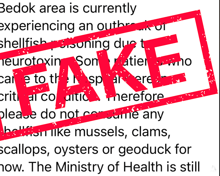 Rumours on WhatsApp about shellfish poisoning outbreak in Bedok untrue: SFA, MOH