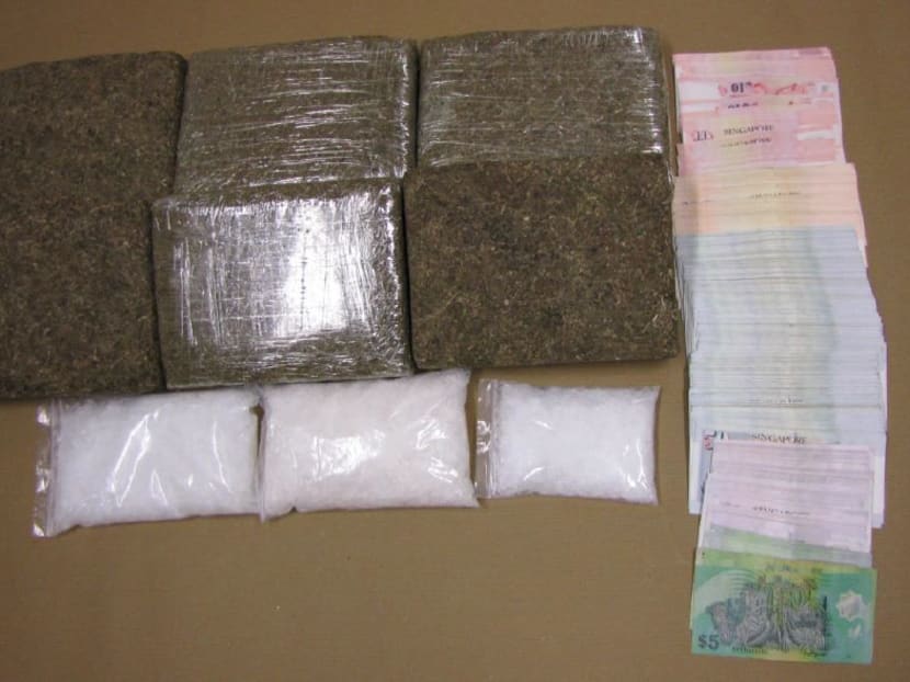 Cannabis and ‘Ice’ seized at Woodlands Checkpoint and in follow-up operation on 14 April. Photo: ICA/CNB Cannabis and ‘Ice’ seized at Woodlands Checkpoint and in follow-up operation on 14 April. Photo: ICA/CNB