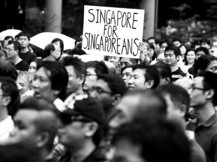 The ‘Say NO to 6.9 million population’ protest at Speakers’ Corner in 2013. Government policies on foreign talent and population projections, the CPF, the move to bring in casinos, the F1 race and even the call for Singaporeans to have more babies continue to attract public criticisms. TODAY File Photo