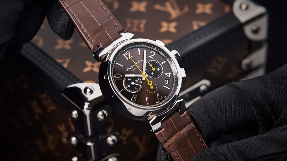 Louis Vuitton Tambour Chronograph Auto Depth 41 mm Box SS Leather Watch Brown Introducing The Louis Vuitton Tambour Twenty Limited Edition main image 2