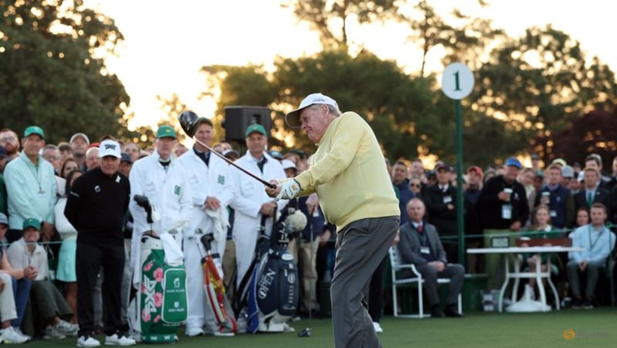 Fore! Nicklaus hooks one into the gallery as legends kick off the Masters