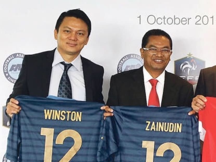 FAS general secretary Winston Lee (left), seen here with then-FAS president Zainudin Nordin in a file photo, has hit back at Bill Ng's claims. TODAY FILE PHOTO