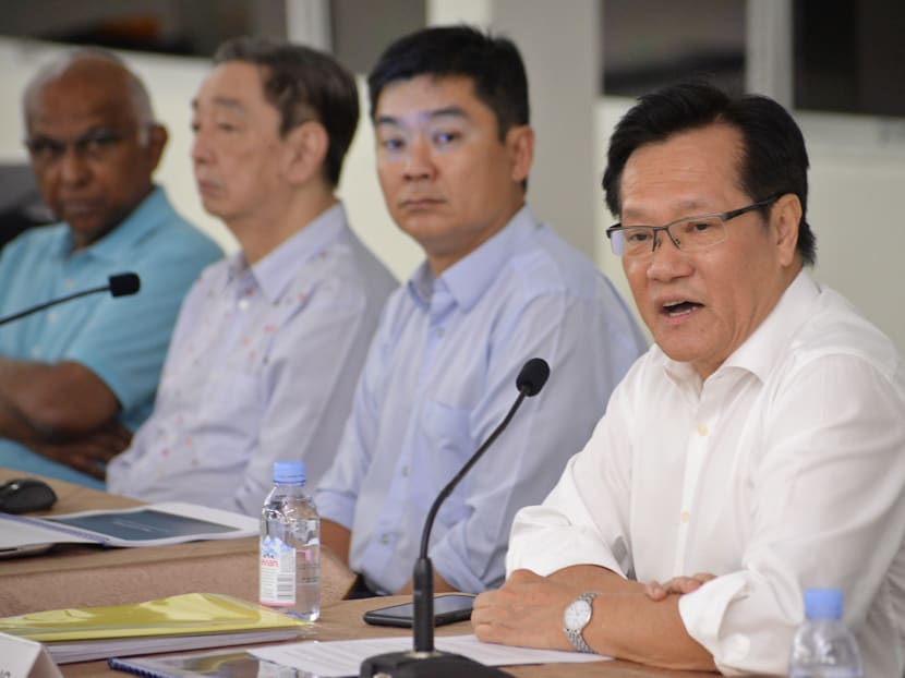 Lim Kia Tong (right), speaking at the press conference to officially unveil his team for the upcoming FAS elections, on March 31, 2017. Photo: Robin Choo