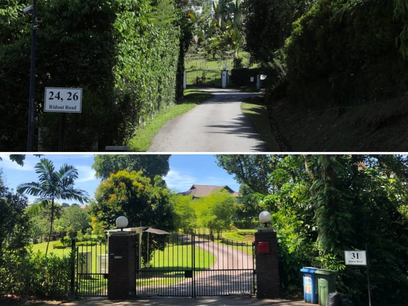 Along Ridout Road, off Holland Road, a bungalow (unit 26, top) is rented by Law and Home Affairs Minister K Shanmugam and one (unit 31, bottom) by Foreign Affairs Minister Vivian Balakrishnan. Along Ridout Road, off Holland Road, a bungalow (unit 26, top) is rented by Law and Home Affairs Minister K Shanmugam and one (unit 31, bottom) by Foreign Affairs Minister Vivian Balakrishnan.