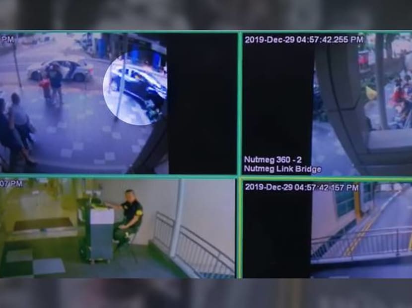 Leaked CCTV footage of the Lucky Plaza accident shows a black car (circled) mounting the kerb before ramming a group of women on the footpath (top right). Two were killed and four others injured, all Filipino women working in Singapore. Leaked CCTV footage of the Lucky Plaza accident shows a black car (circled) mounting the kerb before ramming a group of women on the footpath (top right). Two were killed and four others injured, all Filipino women working in Singapore.