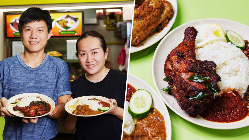 Good Value $5.50 Malaysian-Style Nasi Lemak With Fried Chicken Leg At Amoy St Food Centre Good Value $5.50 Malaysian-Style Nasi Lemak With Fried Chicken Leg At Amoy St Food Centre