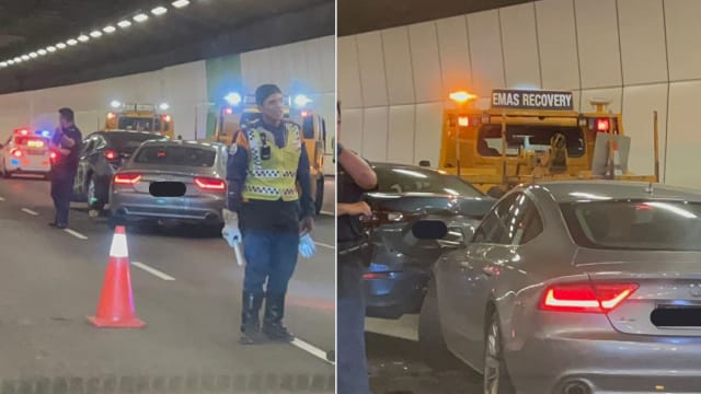 两车隧道出车祸 两人受轻伤