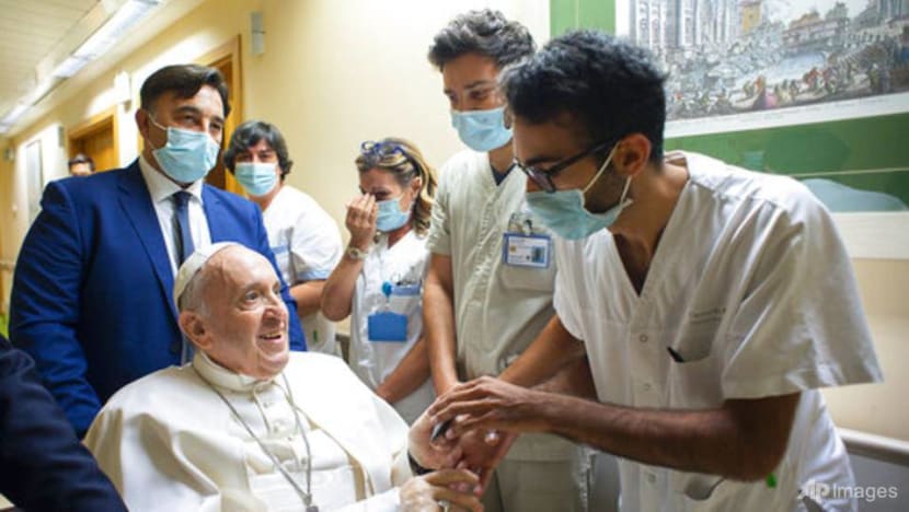 Pope Francis seen leaving hospital 10 days after surgery