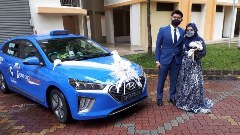 Tidak perlu kereta mewah, berjenama, teksi ComfortDelGro dijadikan kereta pengantin