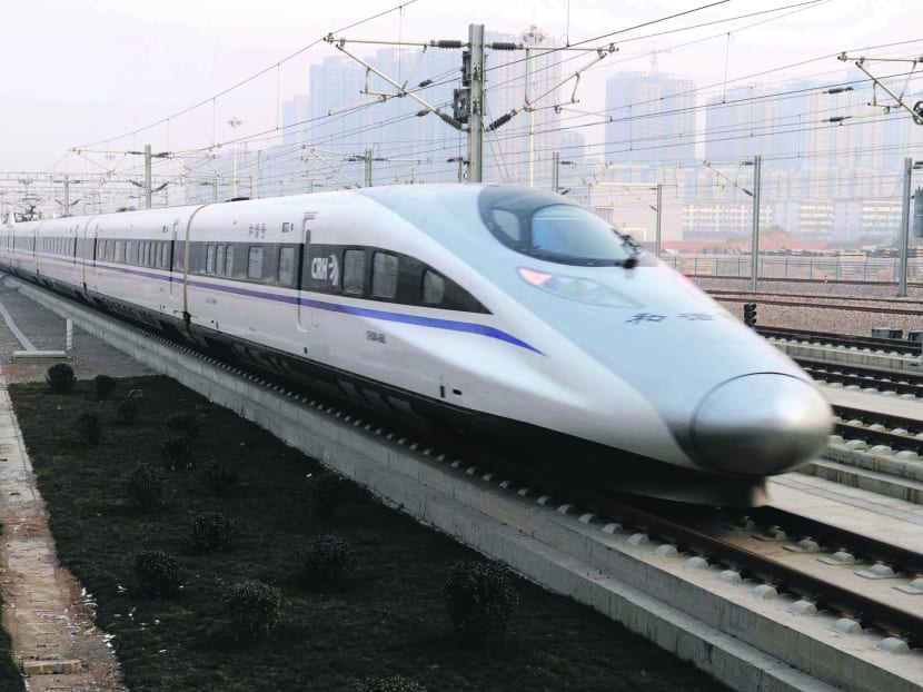 A Chinese high-speed train in Shijiazhuang. AP file photo