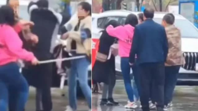 丈夫给女主播打赏上万元 中国人妻当街棒打二人“打断棍”