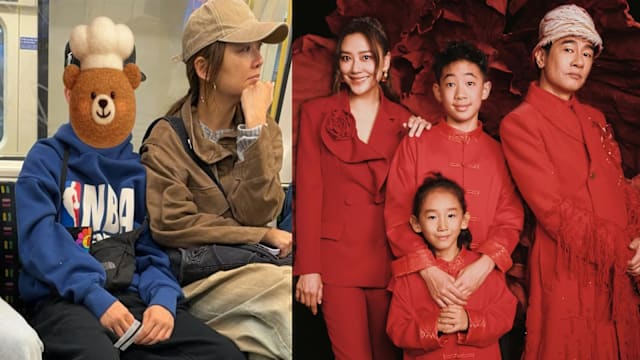 应采儿素颜搭地铁，准备送12岁Jasper到英国读书？