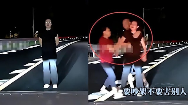 女子因家庭纠纷突冲马路险遭撞 车主怒斥：别祸害别人