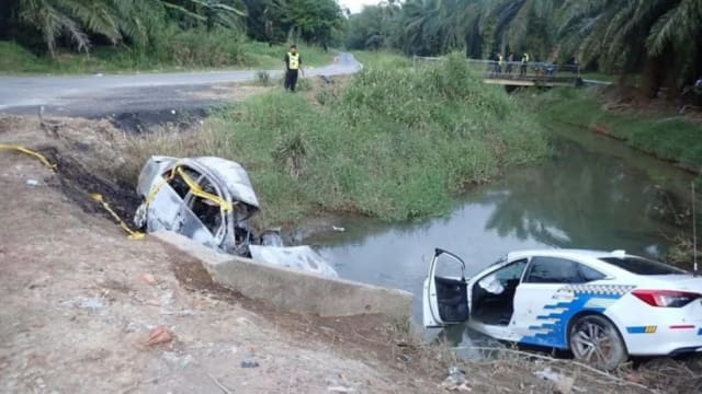马国警车追捕可疑轿车 双双失控翻覆酿一死
