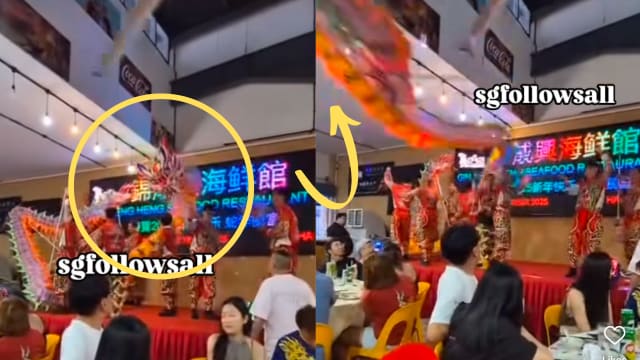 海鲜馆出意外！舞龙击中吊扇后弹飞伤及食客