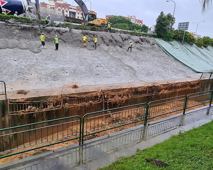Torrential rainfall over weekend erodes slope in Pasir Ris, causes tree collapse at Fort Canning