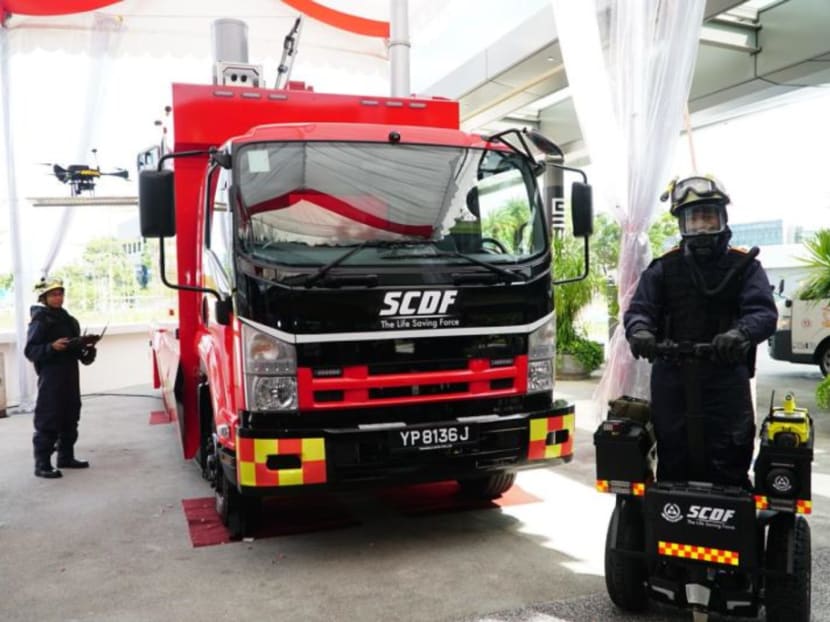 The Singapore Civil Defence Force extinguished the fire, involving a car in front of Thomson Plaza, using two water jets. The Singapore Civil Defence Force extinguished the fire, involving a car in front of Thomson Plaza, using two water jets.