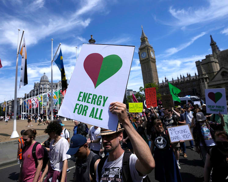 Protesters in UK decry climate change after record heatwave