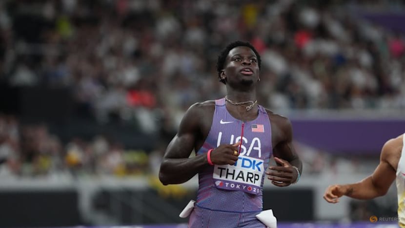United States' Tharp breaks 110m hurdles world record