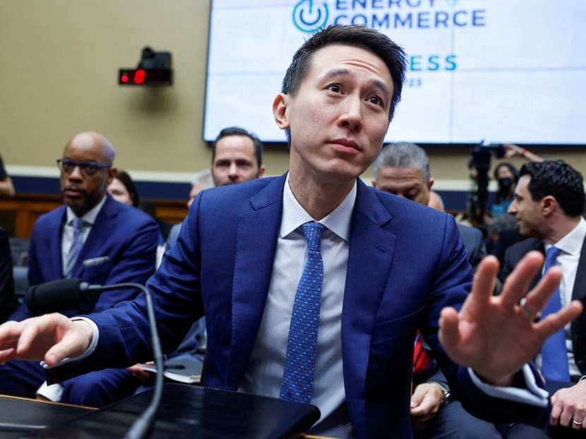 TikTok chief executive Chew Shou Zi testifying before United States Congress on March 23, 2023. TikTok chief executive Chew Shou Zi testifying before United States Congress on March 23, 2023.